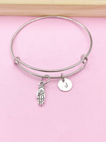 Silver Buddha Palm Hand with Lotus Charm Bracelet, Peace Jewelry Gift, N5744A