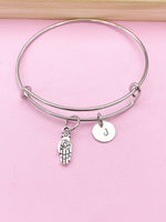 Silver Buddha Palm Hand with Lotus Charm Bracelet, Peace Jewelry Gift, N5744A