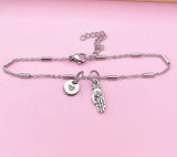 Silver Buddha Palm Hand with Lotus Charm Bracelet, Peace Jewelry Gift, N5744B