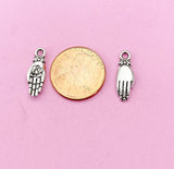 Silver Buddha Palm Hand with Lotus Charm Keychain, New Year Buddhist Jewelry Gift, N5744D