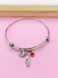 Silver Buddha Palm Hand with Lotus Charm Bracelet, Peace Jewelry Gift, N5744E