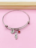 Silver Buddha Palm Hand with Lotus Charm Bracelet, Peace Jewelry Gift, N5744E