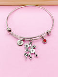 Silver Cherry Blossom Branch Charm Bracelet, Peach Blossom Flower Jewelry Gift, N5745