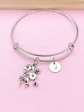 Silver Cherry Blossom Branch Charm Bracelet, Peach Blossom Flower Jewelry Gift, N5745A