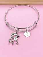 Silver Cherry Blossom Branch Charm Bracelet, Peach Blossom Flower Jewelry Gift, N5745A