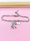 Silver Cherry Blossom Branch Charm Bracelet, Peach Blossom Flower Jewelry Gift, N5745B