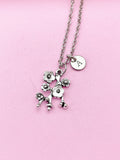 Silver Cherry Blossom Branch Charm Necklace, Peach Blossom Flower Jewelry Gift, N5745D