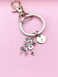 Silver Cherry Blossom Branch Charm Keychain, Peach Blossom Flower Jewelry Gift, N5745E