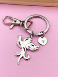 Silver Phoenix Charm Keychain, Phoenix Bird Jewelry Gift, N5746