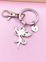 Silver Phoenix Charm Keychain, Phoenix Bird Jewelry Gift, N5746