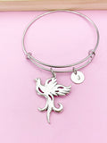 Silver Phoenix Charm Bracelet, Phoenix Bird Jewelry Gift, N5746B