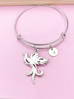 Silver Phoenix Charm Bracelet, Phoenix Bird Jewelry Gift, N5746B