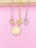 Gold Flying Eagle Charm Necklace, Silver and Rose Gold in Option, N348F