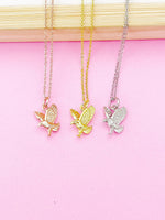 Gold Flying Eagle Charm Necklace, Silver and Rose Gold in Option, N348F