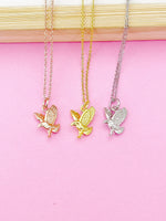 Gold Flying Eagle Charm Necklace, Silver and Rose Gold in Option, N348F