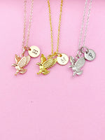 Gold Flying Eagle Charm Necklace, N348M