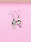 Silver Cuckoo Clock Earrings, Bird House Charm