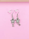 Silver Coo Coo Clock Earrings, Cuckoo Clock Charm, Bird House, N5123