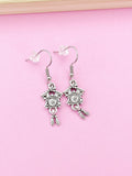 Silver Coo Coo Clock Earrings, Cuckoo Clock Charm, Bird House, N5123