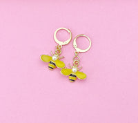 Gold Bee Earrings, Cute Yellow Bee Charm Earrings, Queen Bee Earrings, N3133