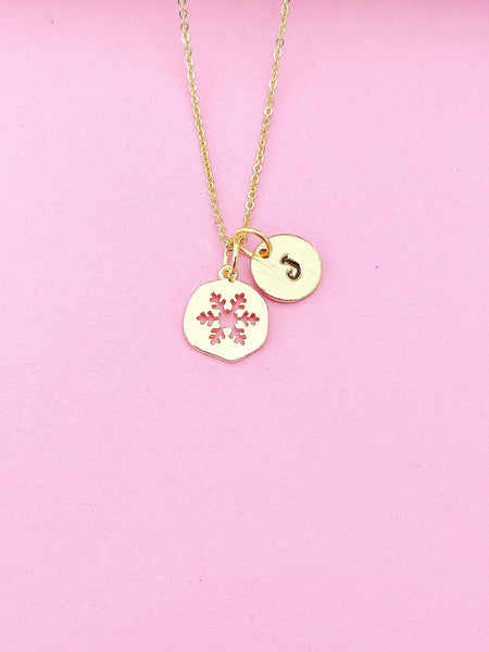 Gold Snowflake Charm Necklace, 18K Gold Plated Snowflake Charm, N2183