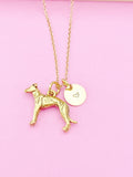Gold Greyhound Charm Necklace, Personalized Initial Disc