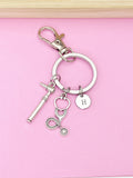 Silver Otoscope Stethoscope Charm Keychain, Otoscope Charm, Audiology Medical Device Charm, Doctor Gift, Personalized Gift, N1032