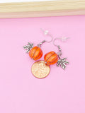 Silver Halloween Earrings, Pumpkin Maple Leaf, Fall Autumn, N3693A