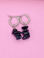 Silver Obsidian Earrings, Natural Gemstone Jewelry, N3973A