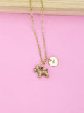 Gold Terrier Dog Charm Necklace, Initial Pet Gift