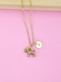 Gold Terrier Dog Charm Necklace, Initial Pet Gift