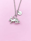 Silver Rabbit Charm Necklace, Rabbit Animal Charm, Farmer Pet Jewelry Gift, N5747