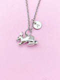 Silver Rabbit Charm Necklace, Rabbit Animal Charm, Farmer Pet Jewelry Gift, N5747