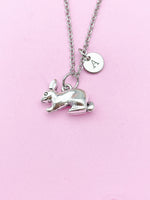 Silver Rabbit Charm Necklace, Rabbit Animal Charm, Farmer Pet Jewelry Gift, N5747