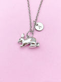 Silver Rabbit Charm Necklace, Rabbit Animal Charm, Farmer Pet Jewelry Gift, N5747