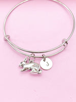 Silver Rabbit Charm Bracelet, Rabbit Animal Charm, Farmer Pet Jewelry Gift, N5747B