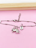 Silver Rabbit Charm Bracelet, Rabbit Animal Charm, Farmer Pet Jewelry Gift, N5747C