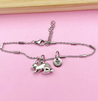 Silver Rabbit Charm Bracelet, Rabbit Animal Charm, Farmer Pet Jewelry Gift, N5747C