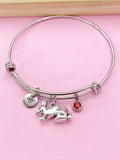 Silver Rabbit Charm Bracelet, Rabbit Animal Charm, Farmer Pet Jewelry Gift, N5747E