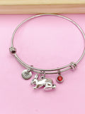 Silver Rabbit Charm Bracelet, Rabbit Animal Charm, Farmer Pet Jewelry Gift, N5747E