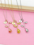 Gold Silver or Rose Gold Rose Flower Charm Necklace, N172Z