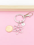 Silver Atom Charm Keychain, Science Teacher Gift, Scientists Biology Researcher Chemistry Gift, N2568