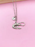 Silver Shrimp Charm Necklace, Sea Food Animal Charm, Shrimp Jewelry Gift, N5748