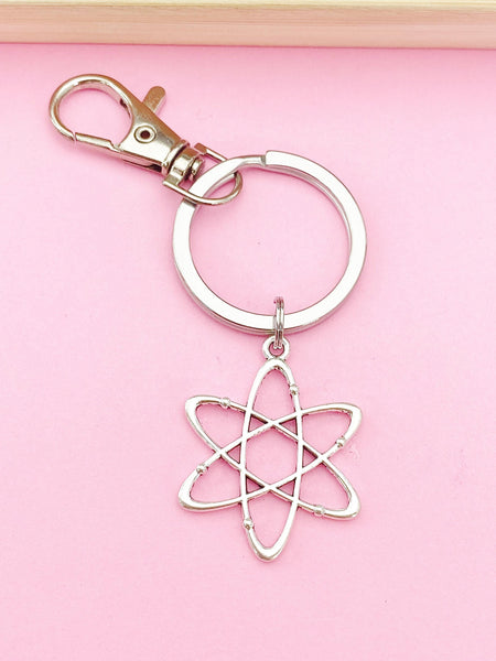 Silver Atom Charm Keychain, N2568A