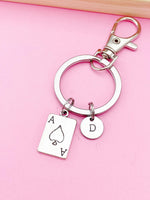 Ace of Spades Charm Keychain, Playing Card Charm, Poker Jewelry, Poker Player Gift, N5766A