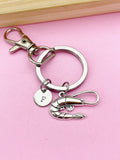 Silver Shrimp Charm Keychain, Sea Food Animal Charm, Shrimp Jewelry Gift, N5748A