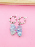 Natural Aquamarine Hypoallergenic Hoop Earrings, Best Seller Christmas Gifts, N3972A