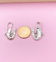 Silver Shrimp Charm Bracelet, Sea Food Animal Charm, Shrimp Jewelry Gift, N5748D