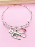 Silver Shrimp Charm Bracelet, Sea Food Animal Charm, Shrimp Jewelry Gift, N5748E