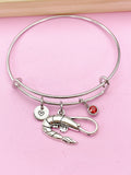 Silver Shrimp Charm Bracelet, Sea Food Animal Charm, Shrimp Jewelry Gift, N5748E